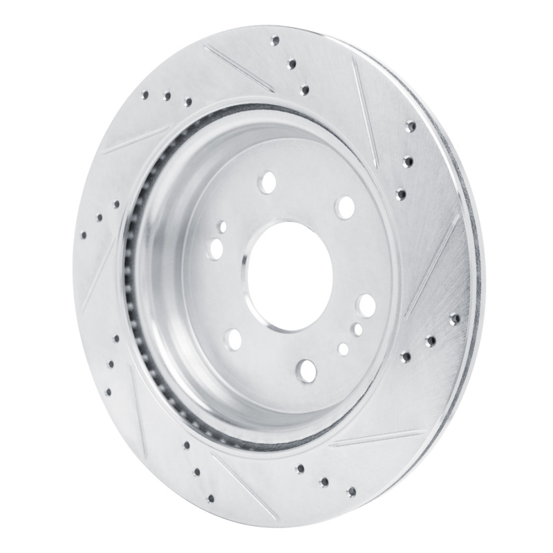 Cadillac Escalade ESV Brake Rotor (1) - Rear Left - R1 Concepts - Drilled & Slotted - Silver - `19-`25